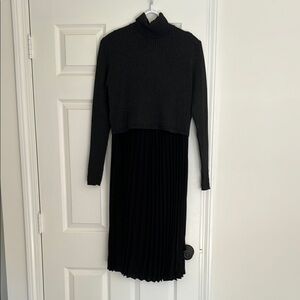 Seraphine maternity/nursing Black Pleated Turtleneck Sheath Dress
